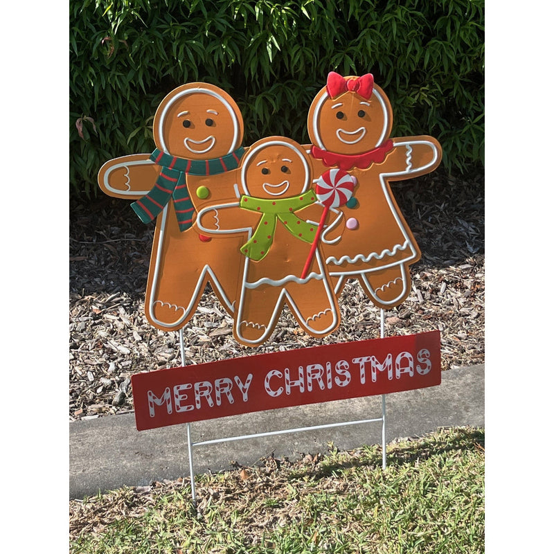 Metal Gingerbreadman Family Yard Sign 2