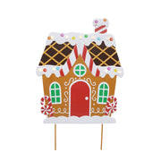 LED Metal Gingerbread House Lawn Stake Assorted 2