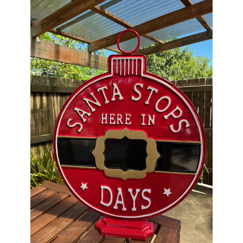 Christmas Yard Bauble Metal Stop Here with Base 2