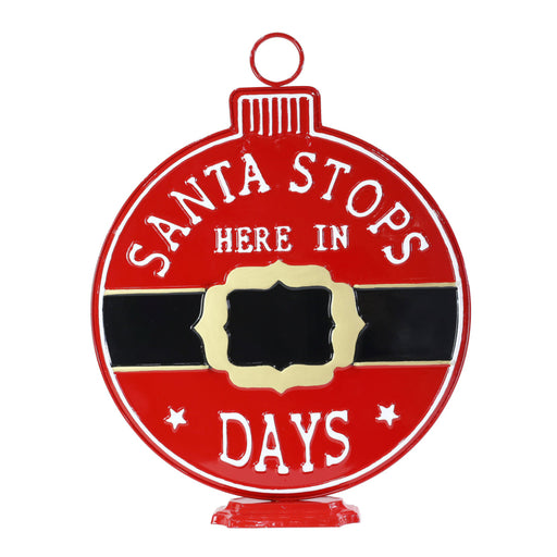 Christmas Yard Bauble Metal Stop Here w/Base