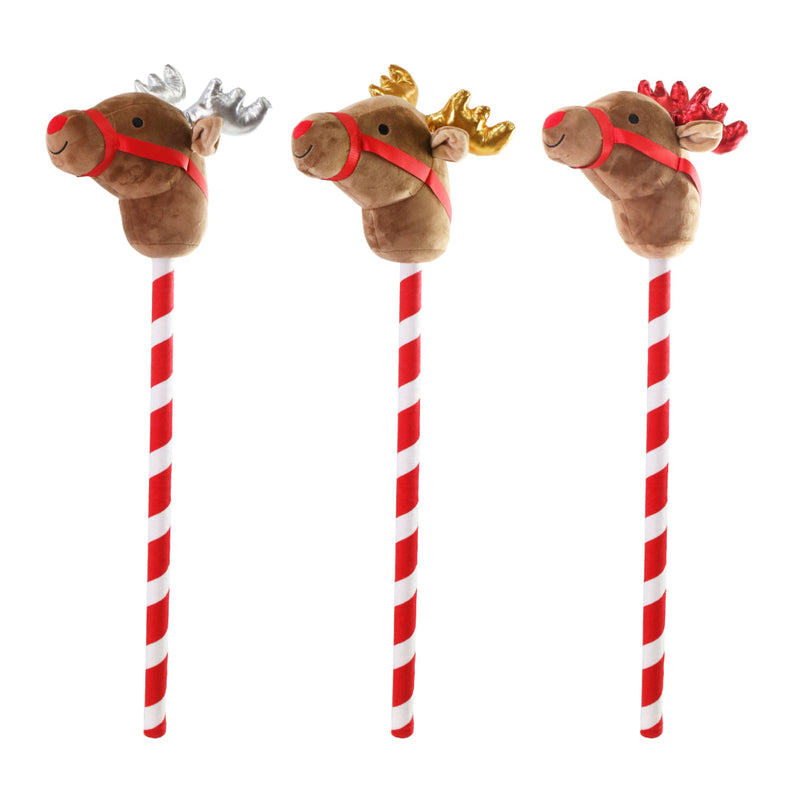 Christmas Riding Reindeer Stick Assorted