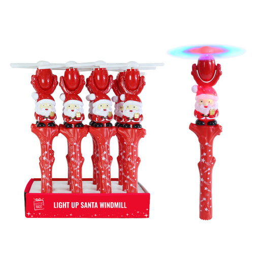 LED Santa Windmill Wand Batt Inc SRT