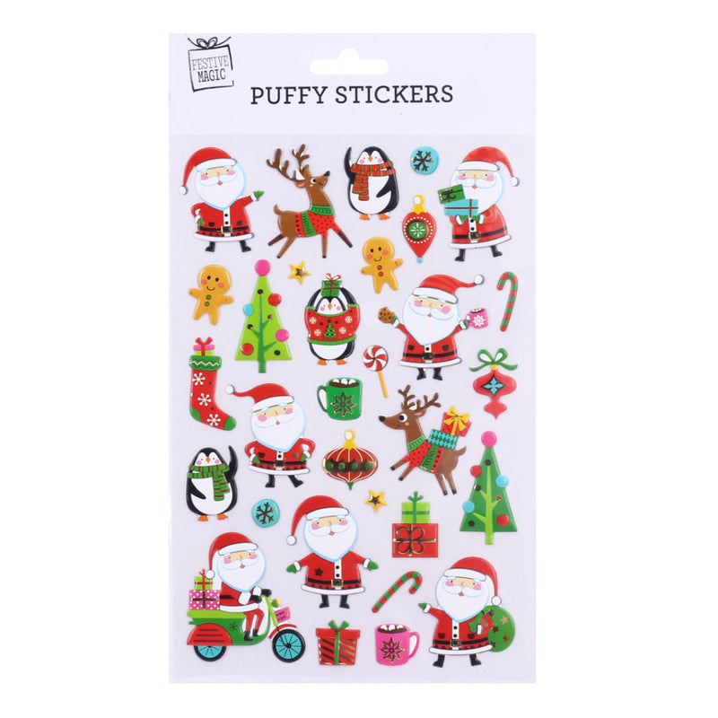 Christmas Gold Foiled Puffy Stickers Assorted 2