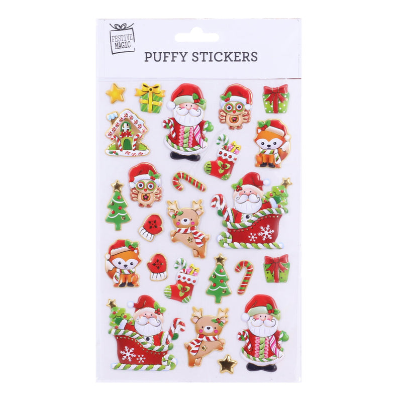 Christmas Gold Foiled Puffy Stickers Assorted 3