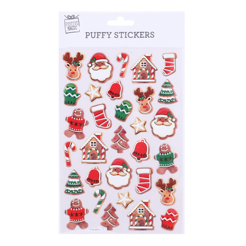 Christmas Gold Foiled Puffy Stickers Assorted 4