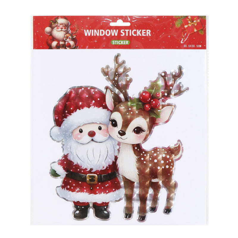Window Cling Santa Laser Assorted 2