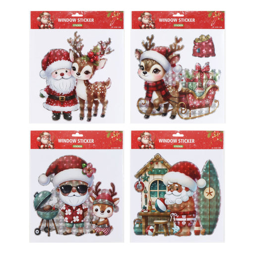 Window Cling Santa Laser Assorted