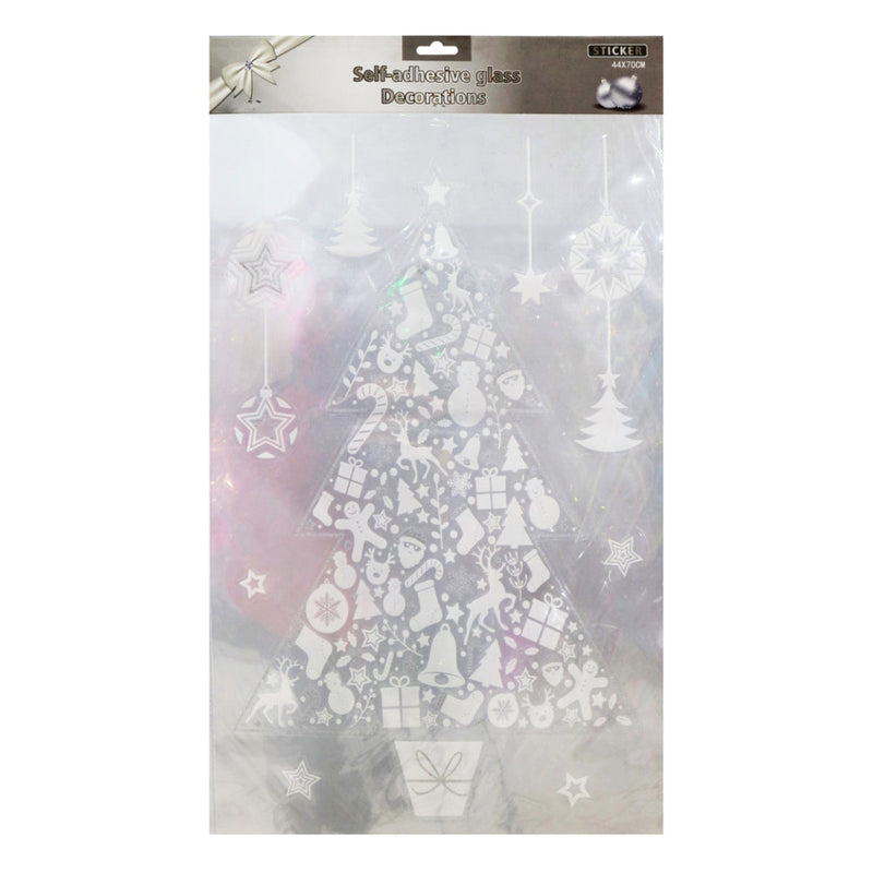 Jumbo Silver/White Flocked Window Decal Assorted 2