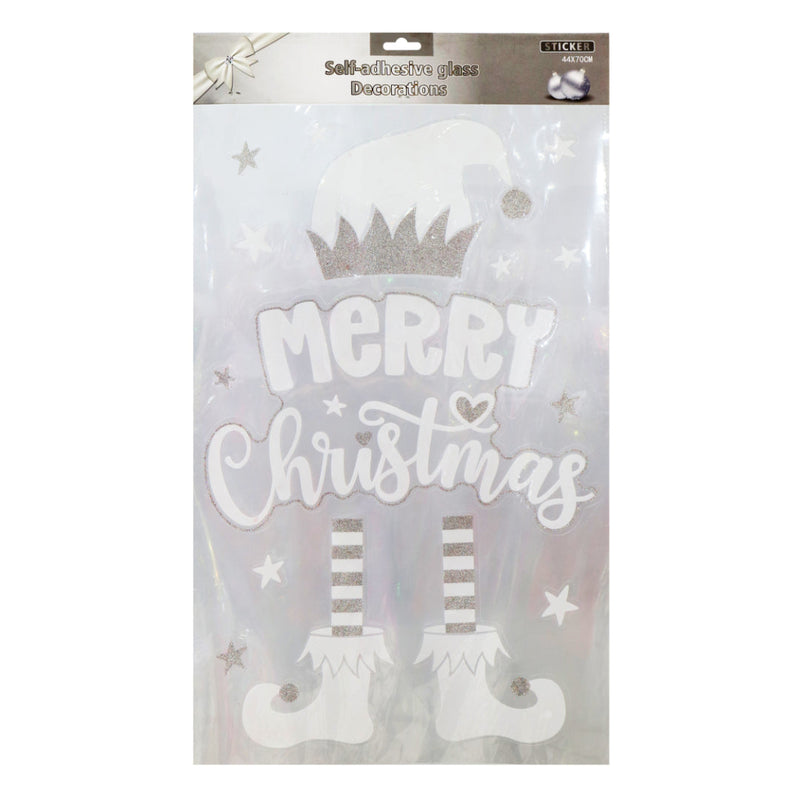 Jumbo Silver/White Flocked Window Decal Assorted 3