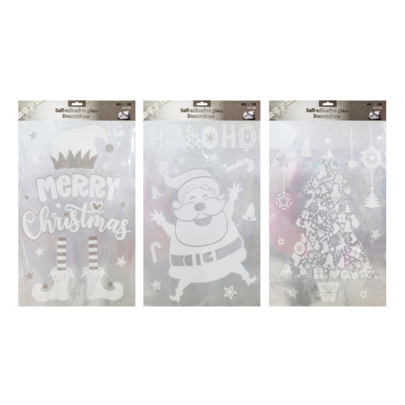 Jumbo Silver/White Flocked Window Decal Assorted