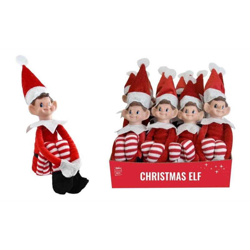 Shelf sitting Christmas elf 35cm