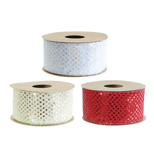 Ribbon Christmas Foil 63mmx10m Assorted