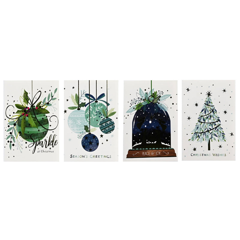 Cards Blue-Green Foiled Traditional 10pk