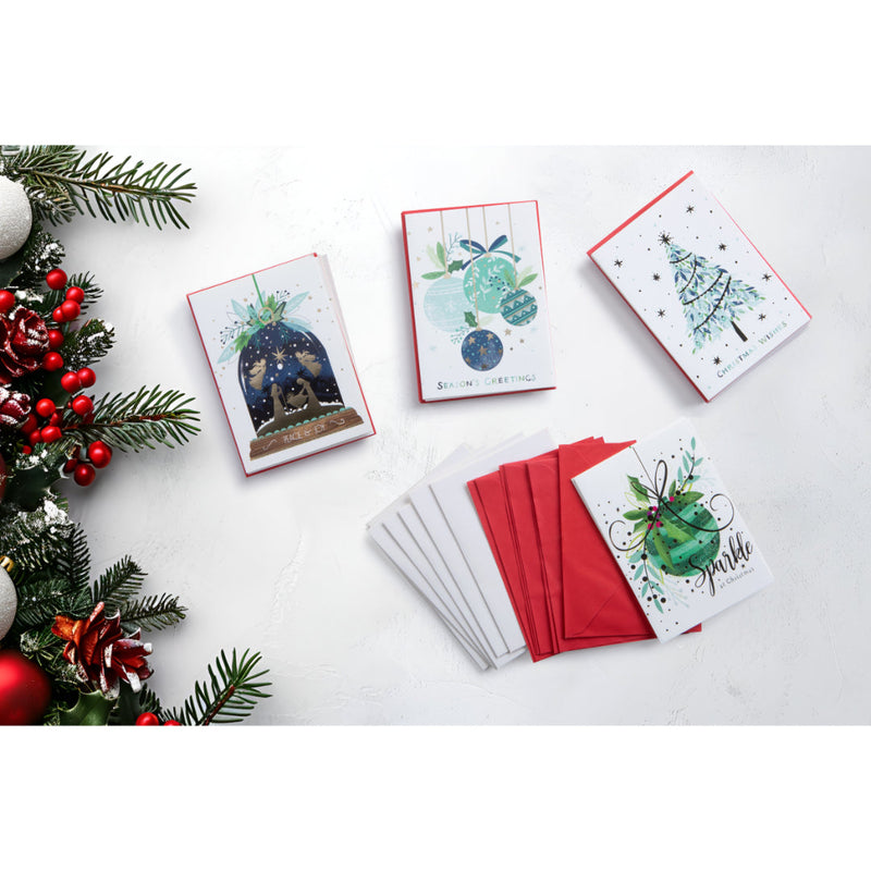 Cards Blue-Green Foiled Traditional 10pk 6