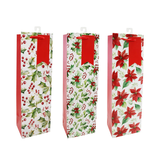 GiftBag Bottle Bag Christmas Foliage Assorted