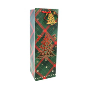 Giftbag Bottle Bag Plaid Large Foil Motif Assorted 2