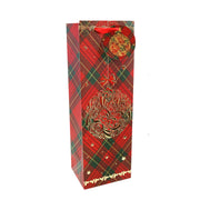 Giftbag Bottle Bag Plaid Large Foil Motif Assorted 3