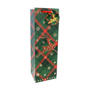 Giftbag Bottle Bag Plaid Large Foil Motif Assorted 4