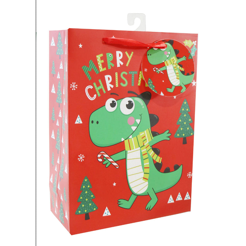 Giftbag Lge Dinosaurs Glitter Assorted 2