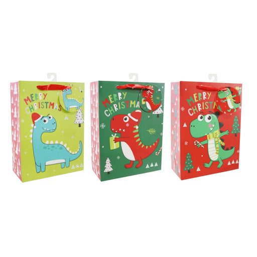 Giftbag Lge Dinosaurs Glitter Assorted