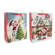 Giftbag Lge Cute Elf Scene Glitter Assorted – thumbnail