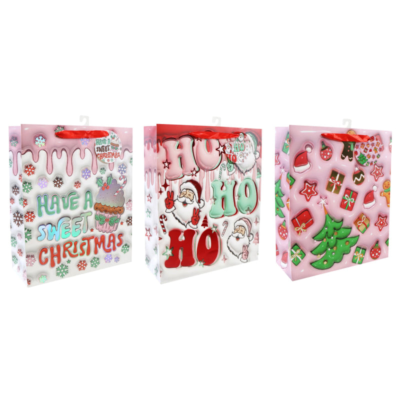 Giftbag Lge Sweet Christmas Laser Assorted