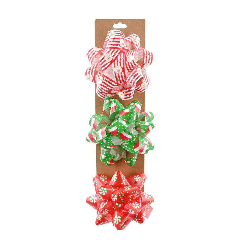 Gift Bows Printed 3pk Assorted 3