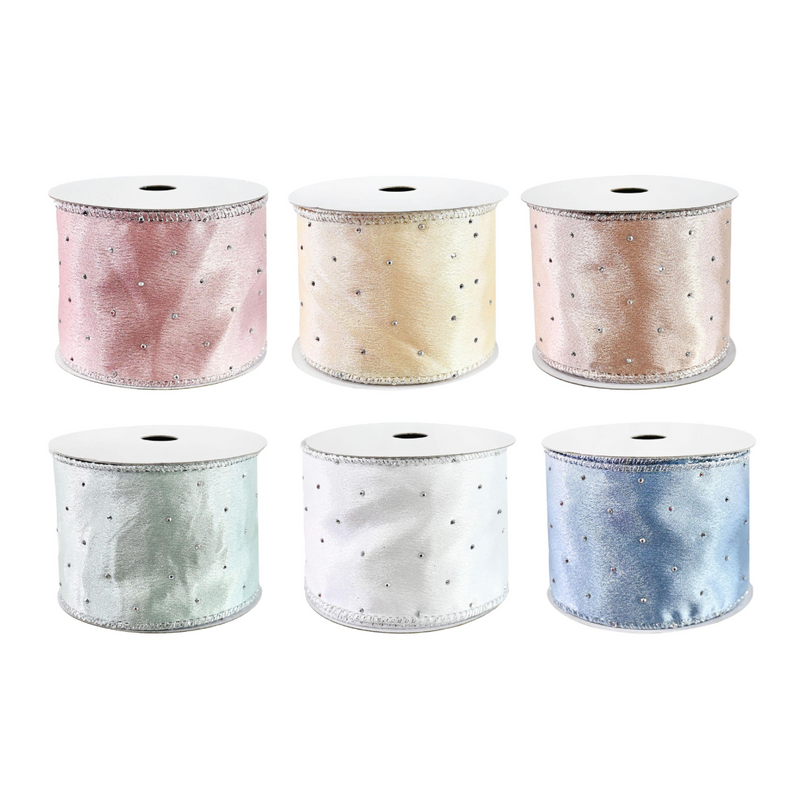 Assorted sateen twinkle Christmas ribbon 63mm x 2.7m
