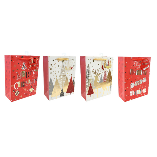 Assorted medium classic gold foiled Christmas gift bag