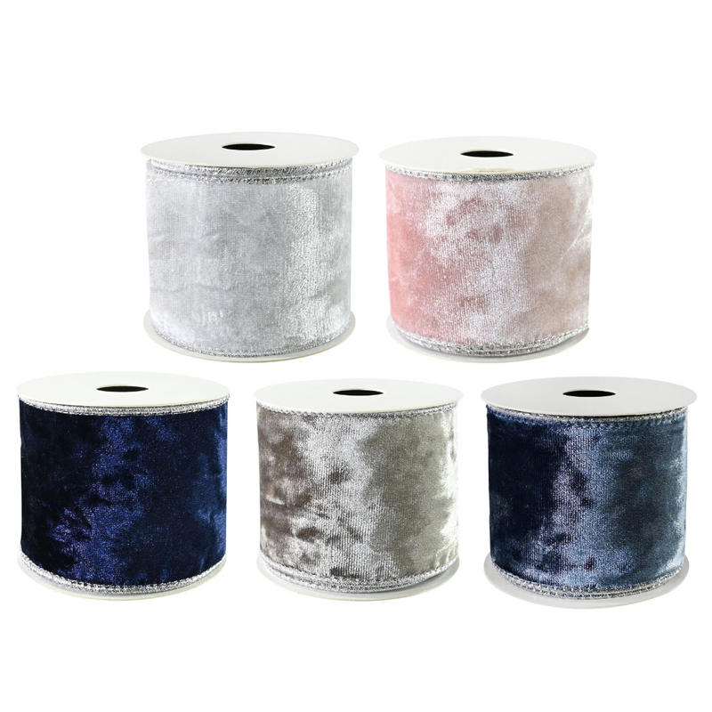 Assorted cool velvet Christmas ribbon 60mm x 2.7m