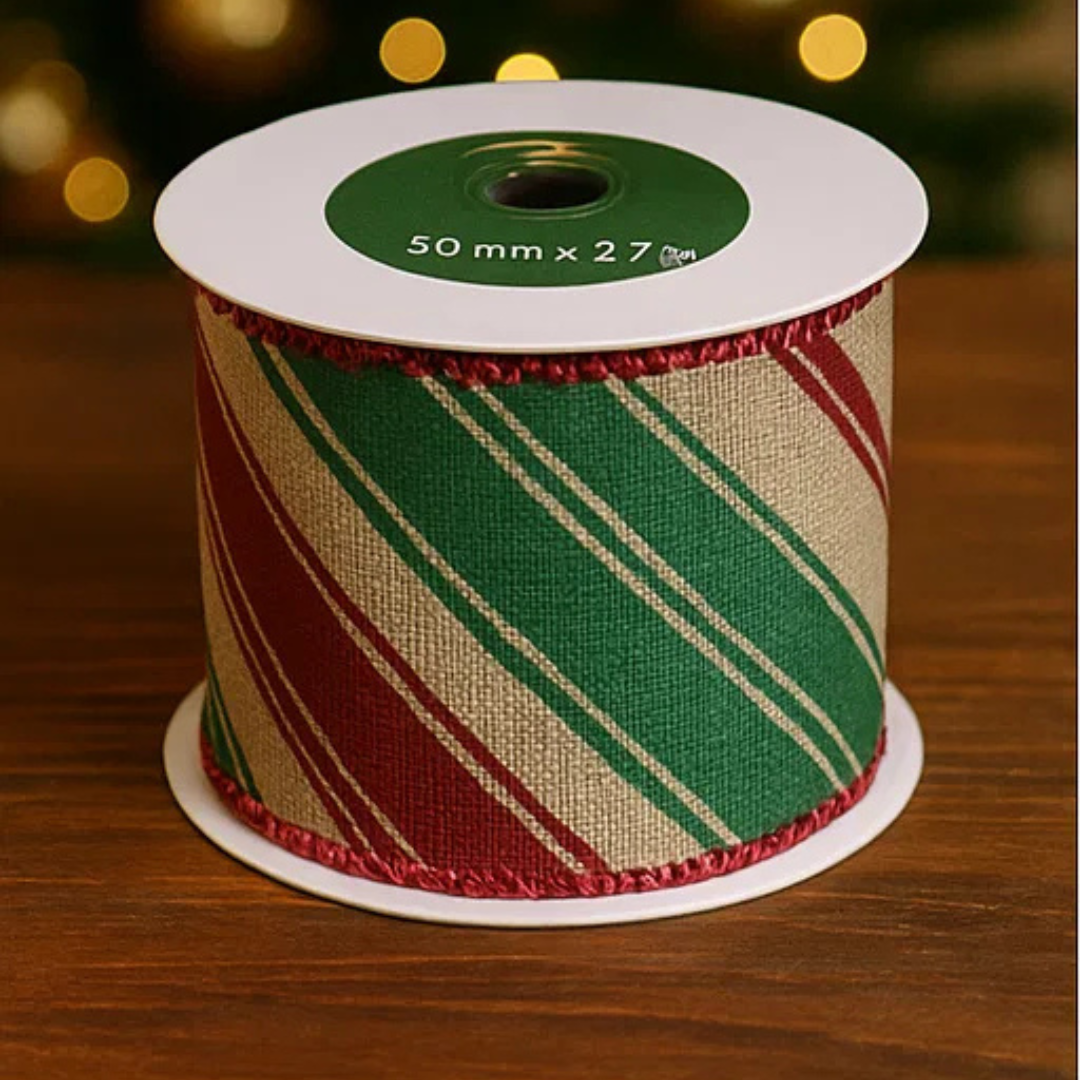 Ribbon Classic Christmas 50mm x 2.7m / Festive Decorative Ribbon — Ronis