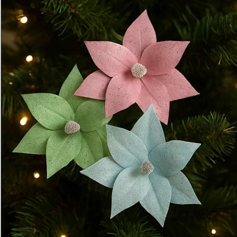 Fairy Floss Poinsettia 25cm With Clip Assorted X350423