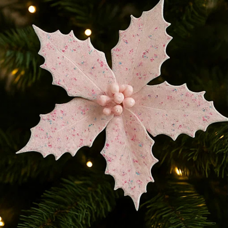 Hundreds & Thousands Poinsettia With Clip X350447 28cm