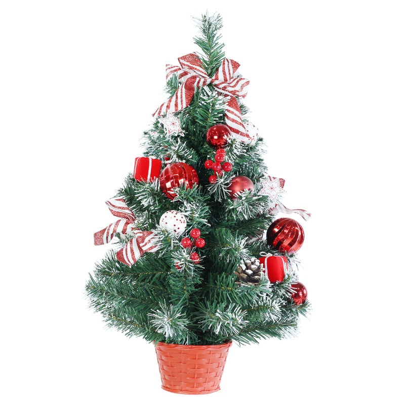 Snowy Potted Tree Candystripe Bows 60cm
