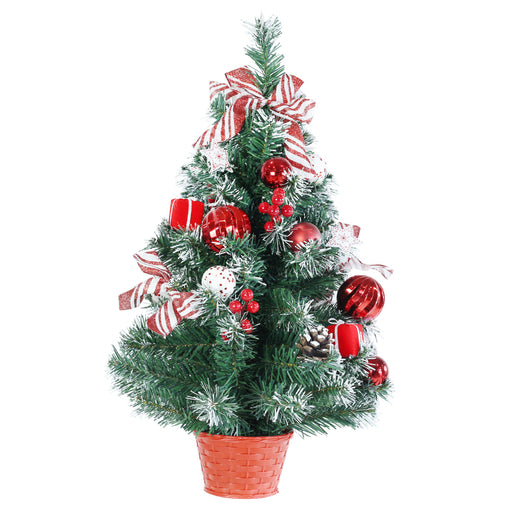 Snowy Potted Tree Candystripe Bows 60cm