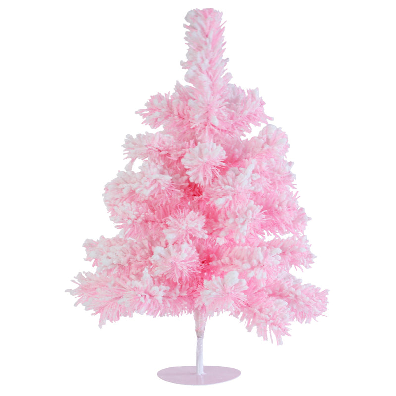 Flocked Snow Table Tree 45cm Pink