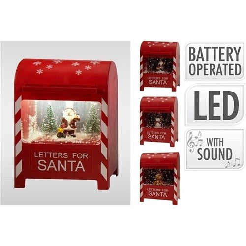 23cm Christmas snow mailbox LED battery operated assorted design