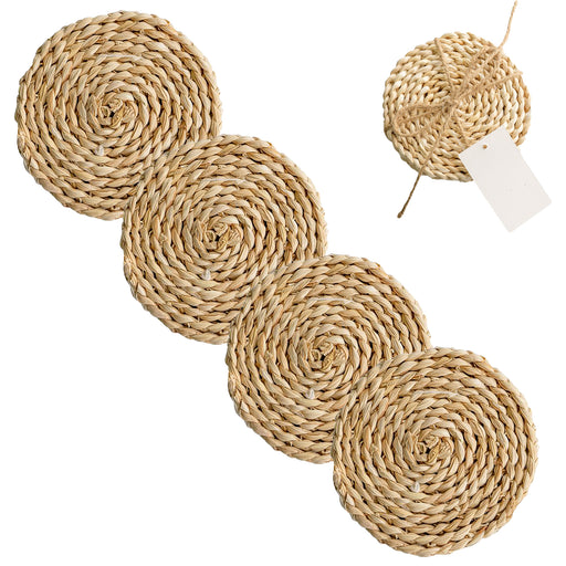 Natural Woven Coaster 11cm 4pc