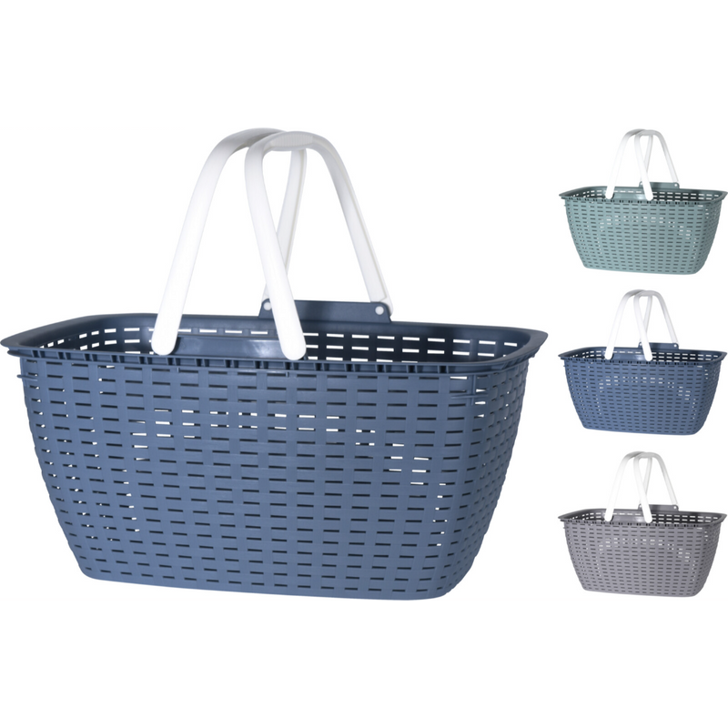23 litre rattan look basket in 3 assorted colours