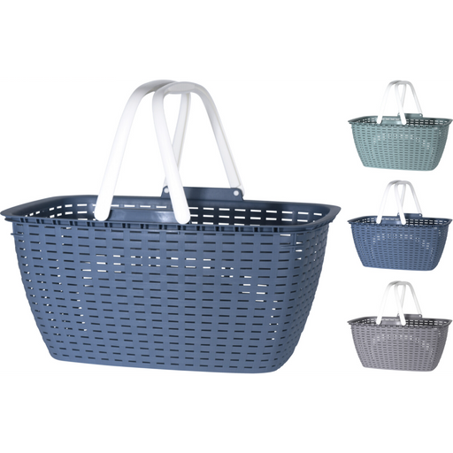 23 litre rattan look basket in 3 assorted colours