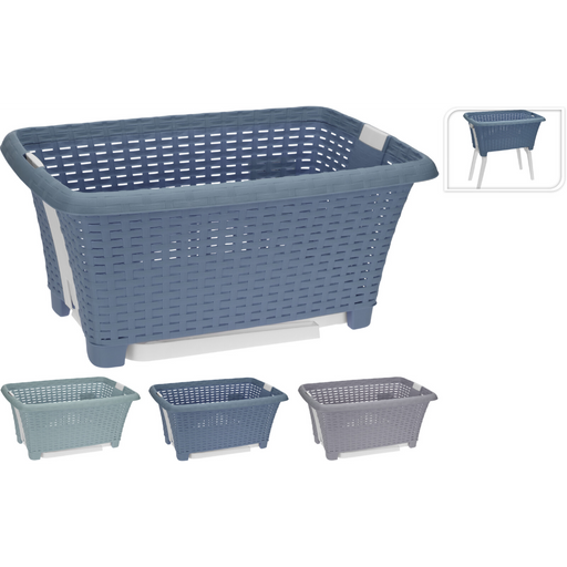 35 litre laundry basket with legs in 3 assorted colours