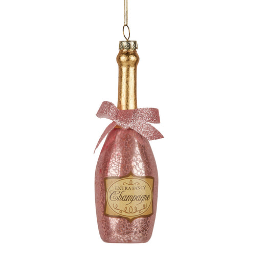Ronis Christmas Tree Deco Pink Fancy Champagne Bottle Glass