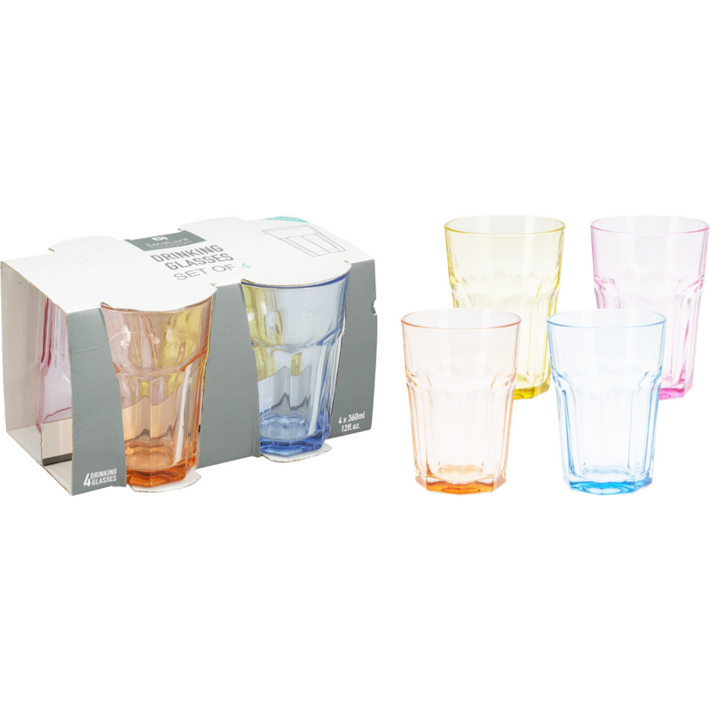 4 piece drinking glass set 360ml