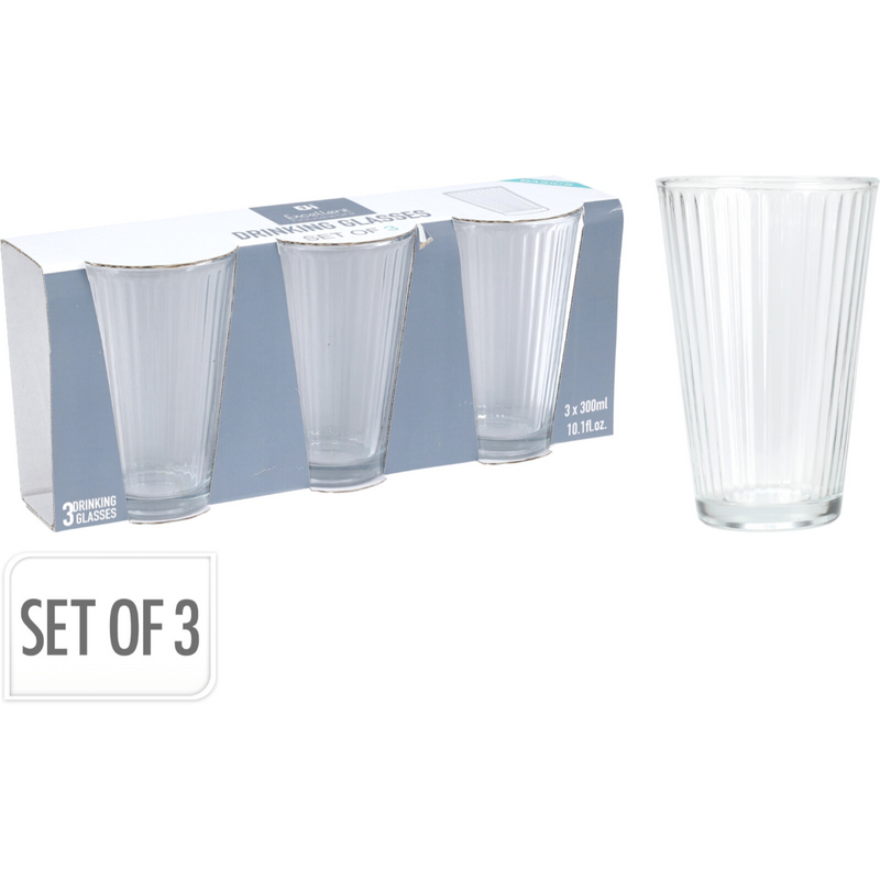 3 piece drinking glass set 300ml