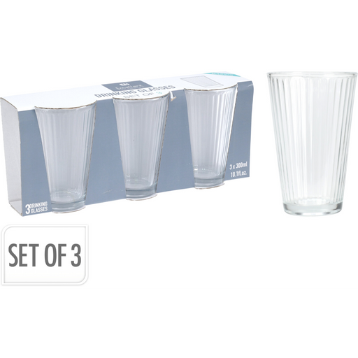 3 piece drinking glass set 300ml