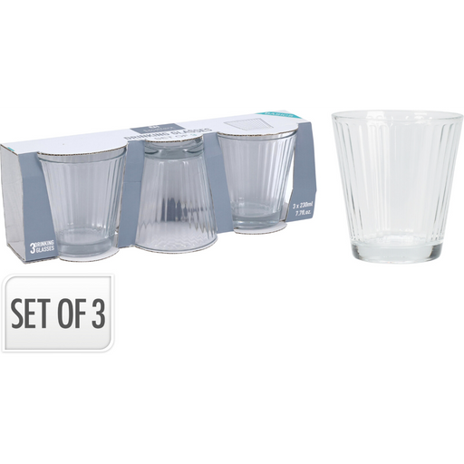 3 piece drinking glass set 230ml