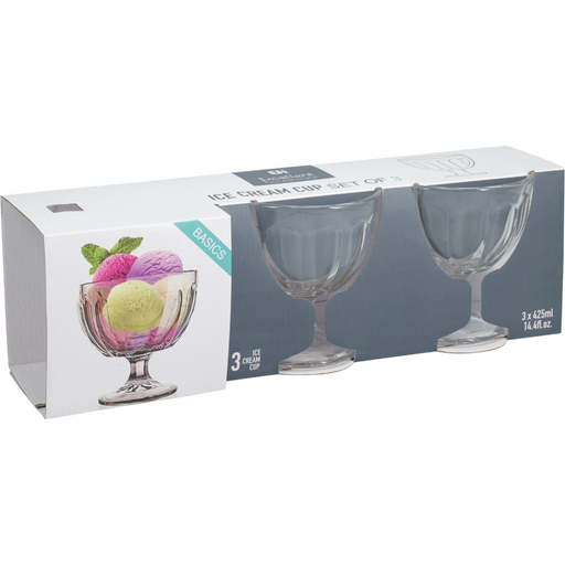 3 piece ice cream coupe glass set