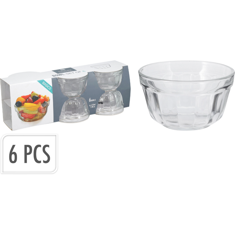 6 piece glass bowl set 215ml