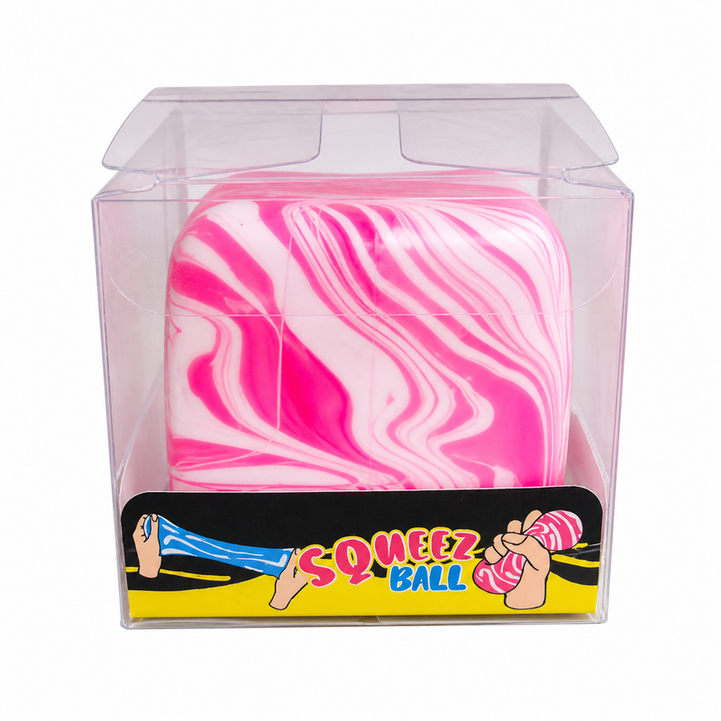 squishy toy display box pink marble