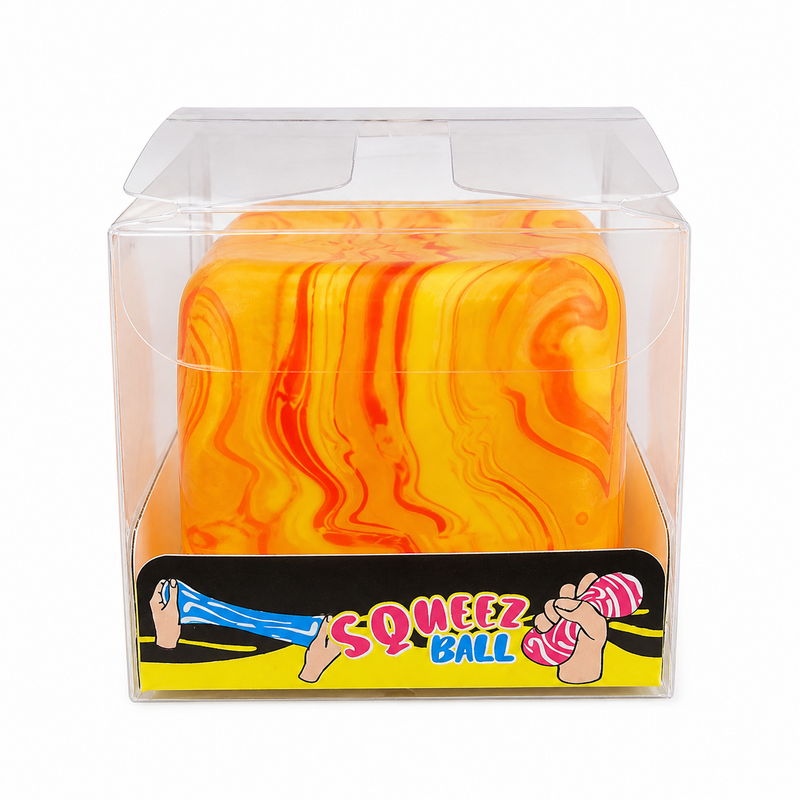 squishy toy display box orange marble